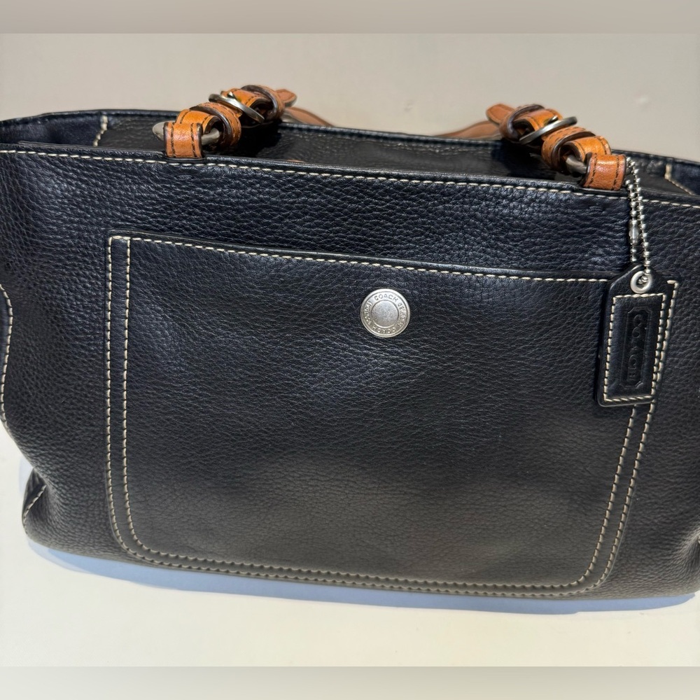 Coach Chelsea Y2K Black Milled Leather Bag 2007 F10892 EUC Black and Tan